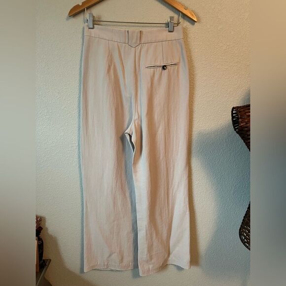 Zara wide leg trouser XS tan soho pleated pants - Picture 5 of 10